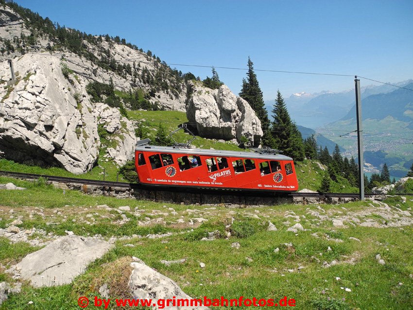 Pilatusbahn, Fels und Panorama