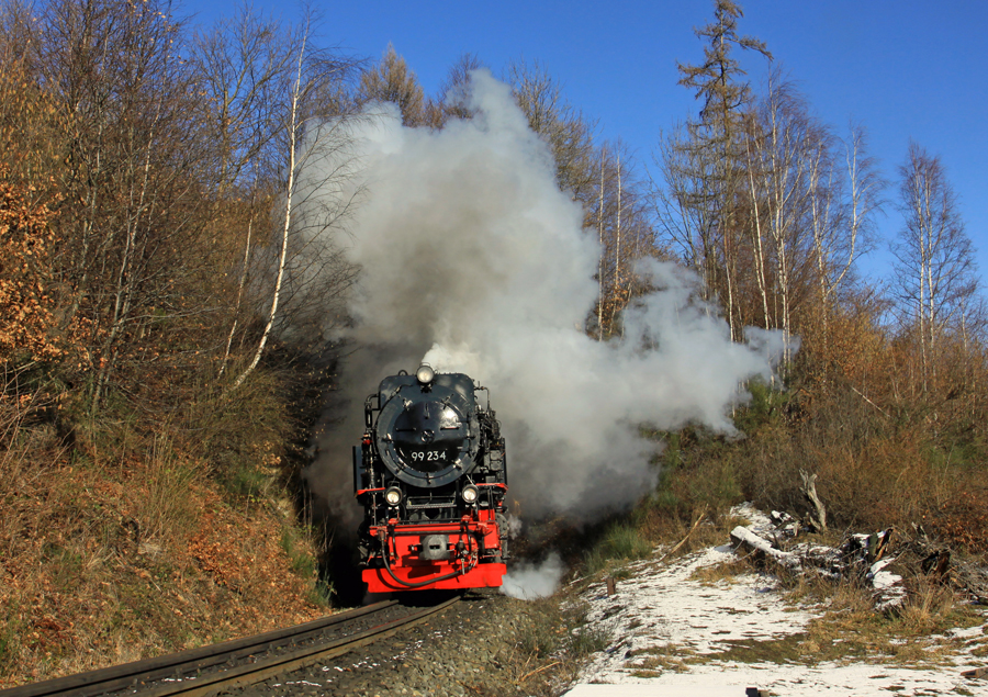 99 234 der HSB verlässt den Thumkulenkopftunnel