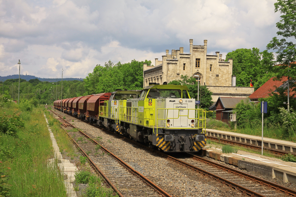 Dolomitzug mit Captrain  1022 - MAK G 1206 in Walkenried