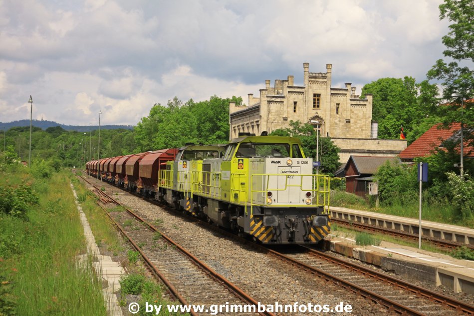 Dolomitzug mit Captrain  1022 - MAK G 1206 in Walkenried